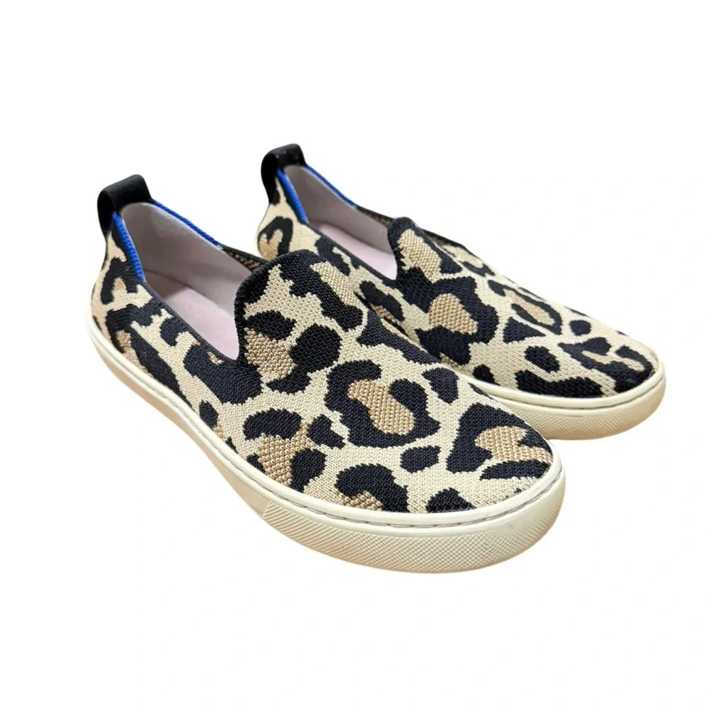 ROTHY'S The Original Slip On Sneakers in Desert Cat Leopard Print Size 3 Girl's